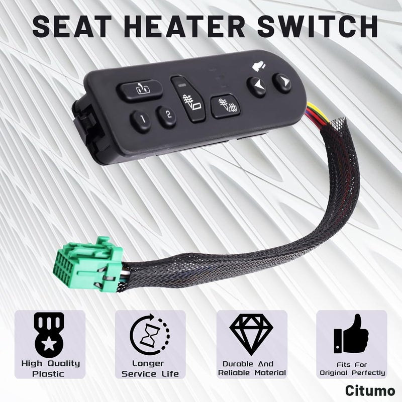 Citumo Driver Side Seat Heater Switch with Pedal Height Adjustment Compatible with 2003-2006 Escalade Silverado Avalanche 1500 2500 Suburban 1500 2500 Tahoe Yukon XL Replaces 15116862,15179136,901196 - Image 2